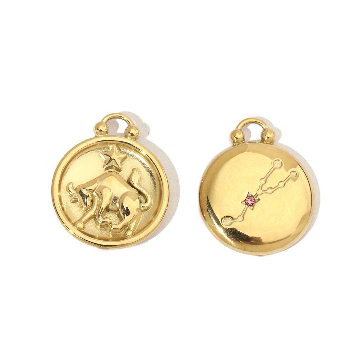 Real Gold Constellation Stainless Steel Round Pendants