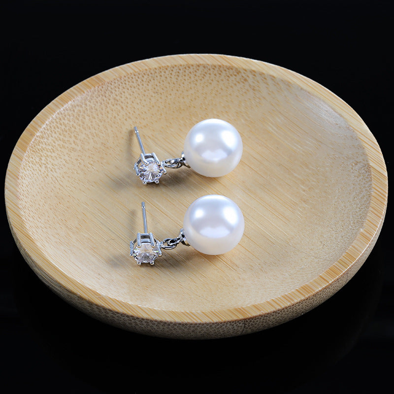 Style Ball Sier Simple Pearl Frosty Elegant Earrings