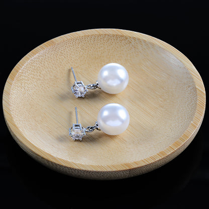 Style Ball Sier Simple Pearl Frosty Elegant Earrings