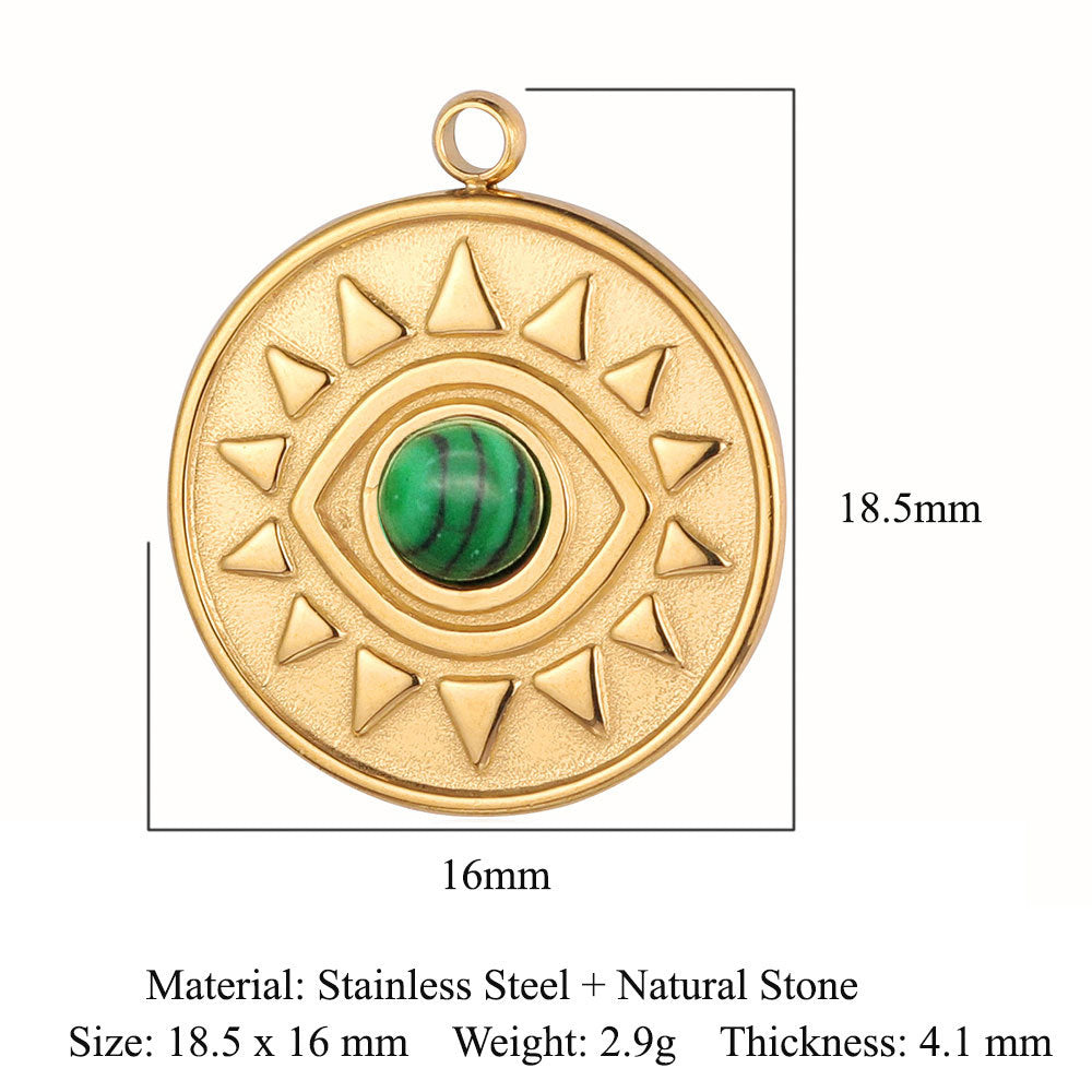 Eyes Bohemian Natural Stone Titanium Steel Pendants