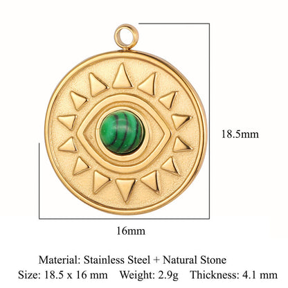 Eyes Bohemian Natural Stone Titanium Steel Pendants