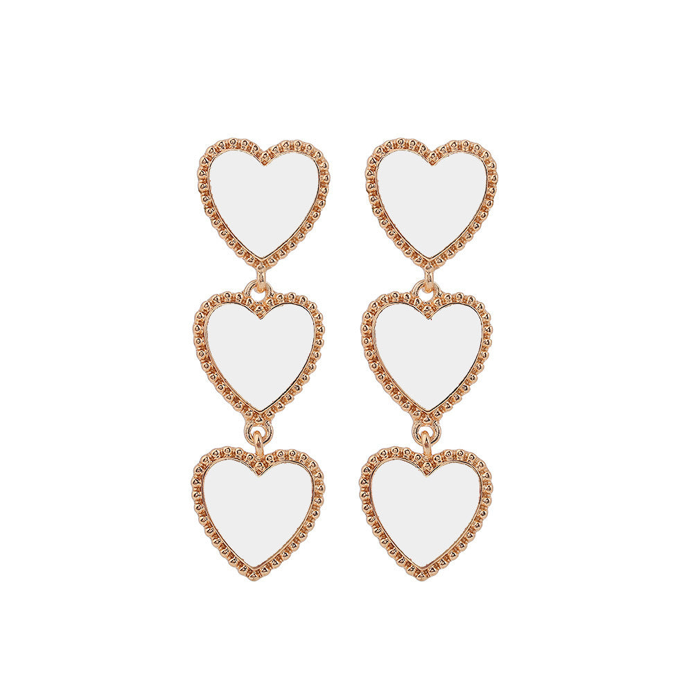 Drop Oil Red Love Heart Simple Peach Earrings