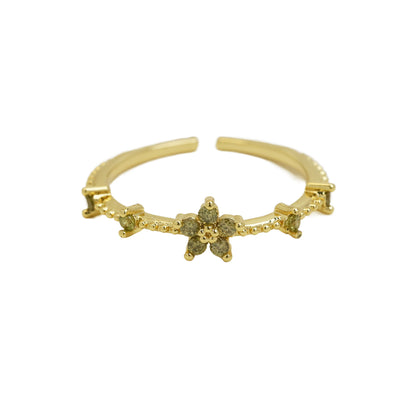 Women's Color Zirconium December Birthday Stone Little Flower Rings