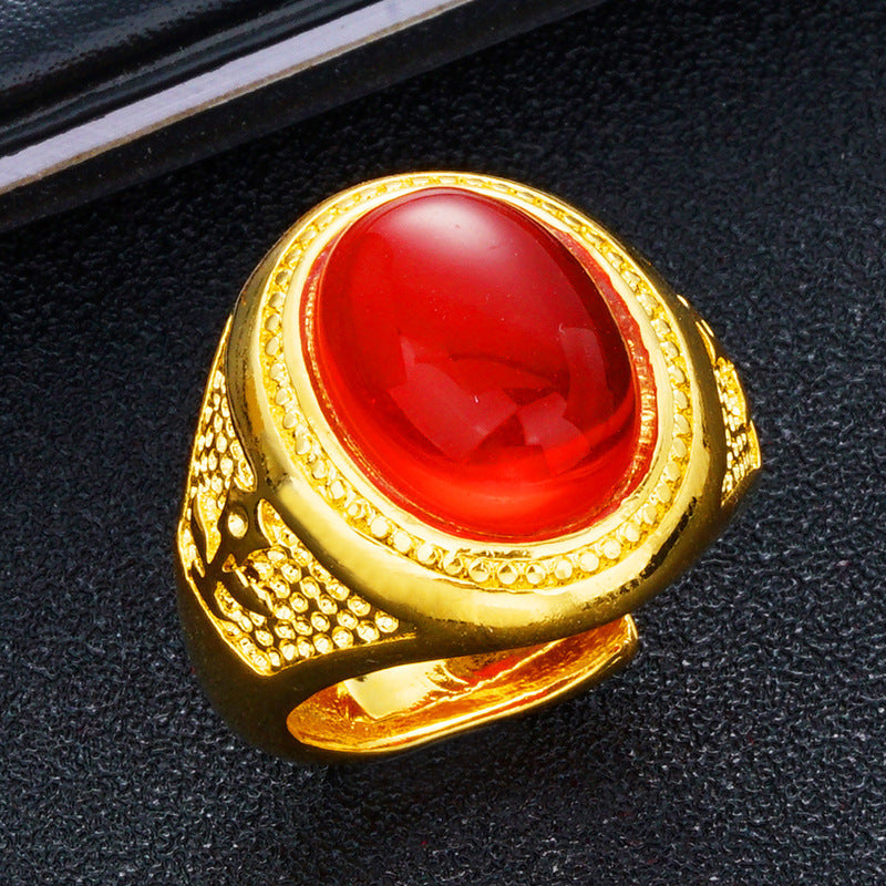 Men's No Color Fading Tourmaline Agate Brass Simulation Rings