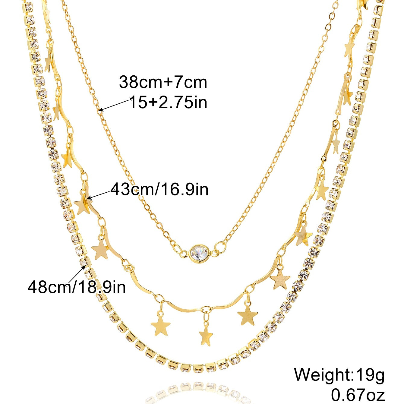 Jewelry Suit Five-pointed Star Twin Zircon Necklaces