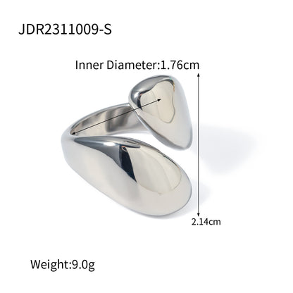 Gold Stainless Steel Glossy Asymmetric Open Rings