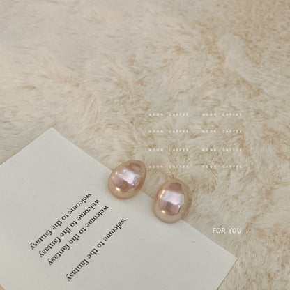 Women's Sier Needle Water Drop Mabe Pearl Retro Elegant Earrings