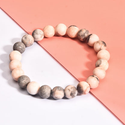 Pink Zebra Spot Frosted Stone Beaded Bracelets