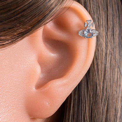 Rod Light Sea Blue Saturn High-grade Earrings