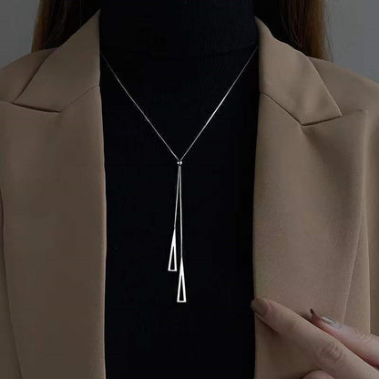 Women's Style Triangle Sweater Chain Metallic Niche Necklaces