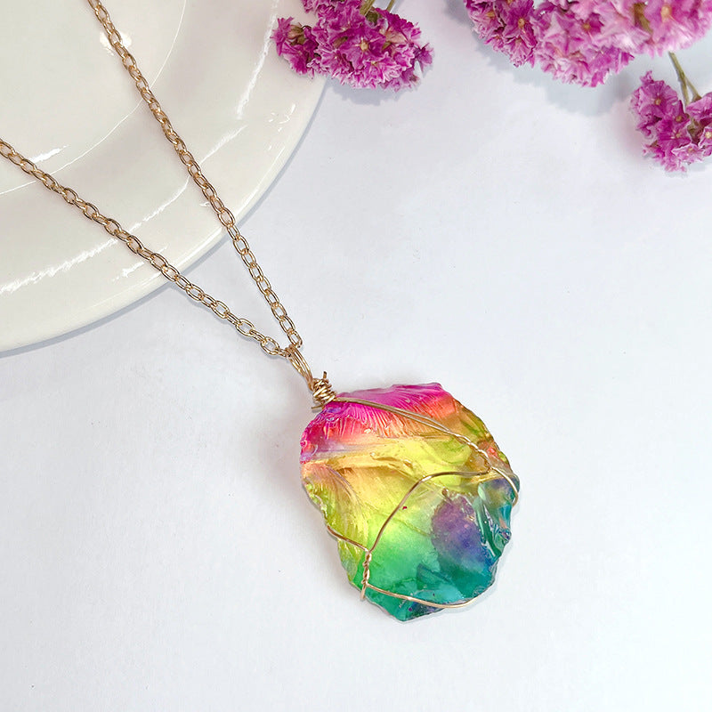 Rough Stone Handmade Irregular Color Crystal Pendants