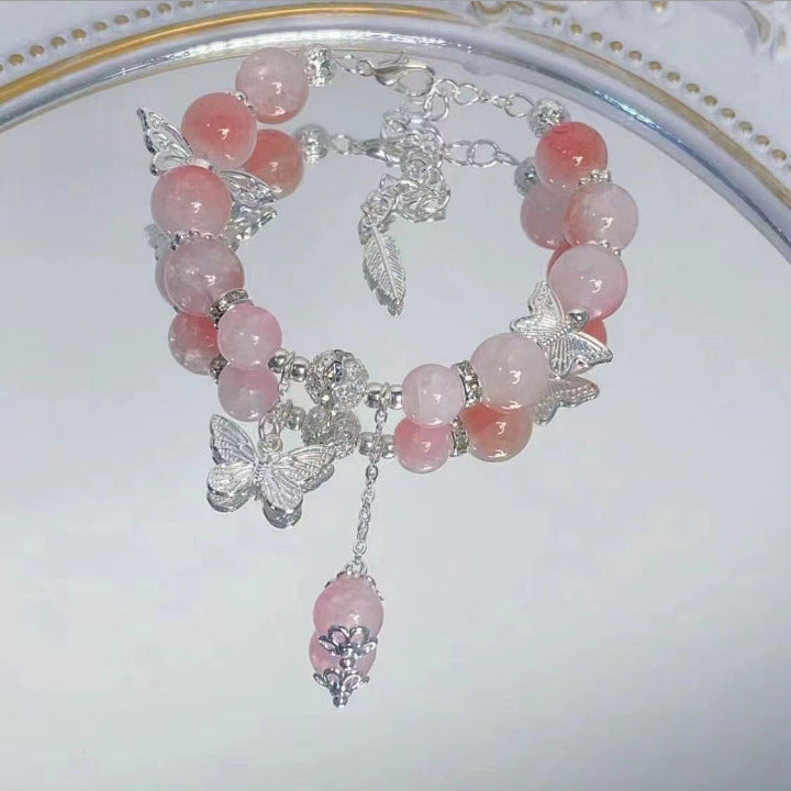 Peach Butterfly Beaded Girlfriends Niche Super Fairy Bracelets