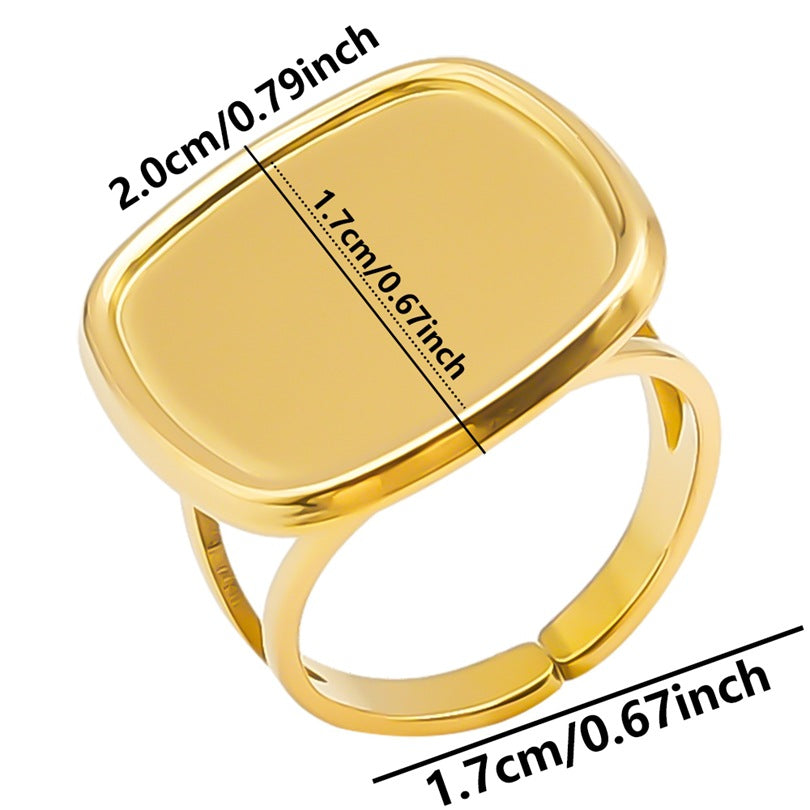 Square Hollow Opening Temperamental Cold Style Rings