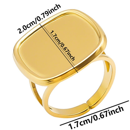 Square Hollow Opening Temperamental Cold Style Rings