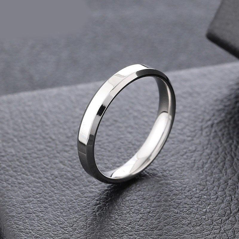 Korean Style Simple Glossy Couple Pair Of Titanium Rings