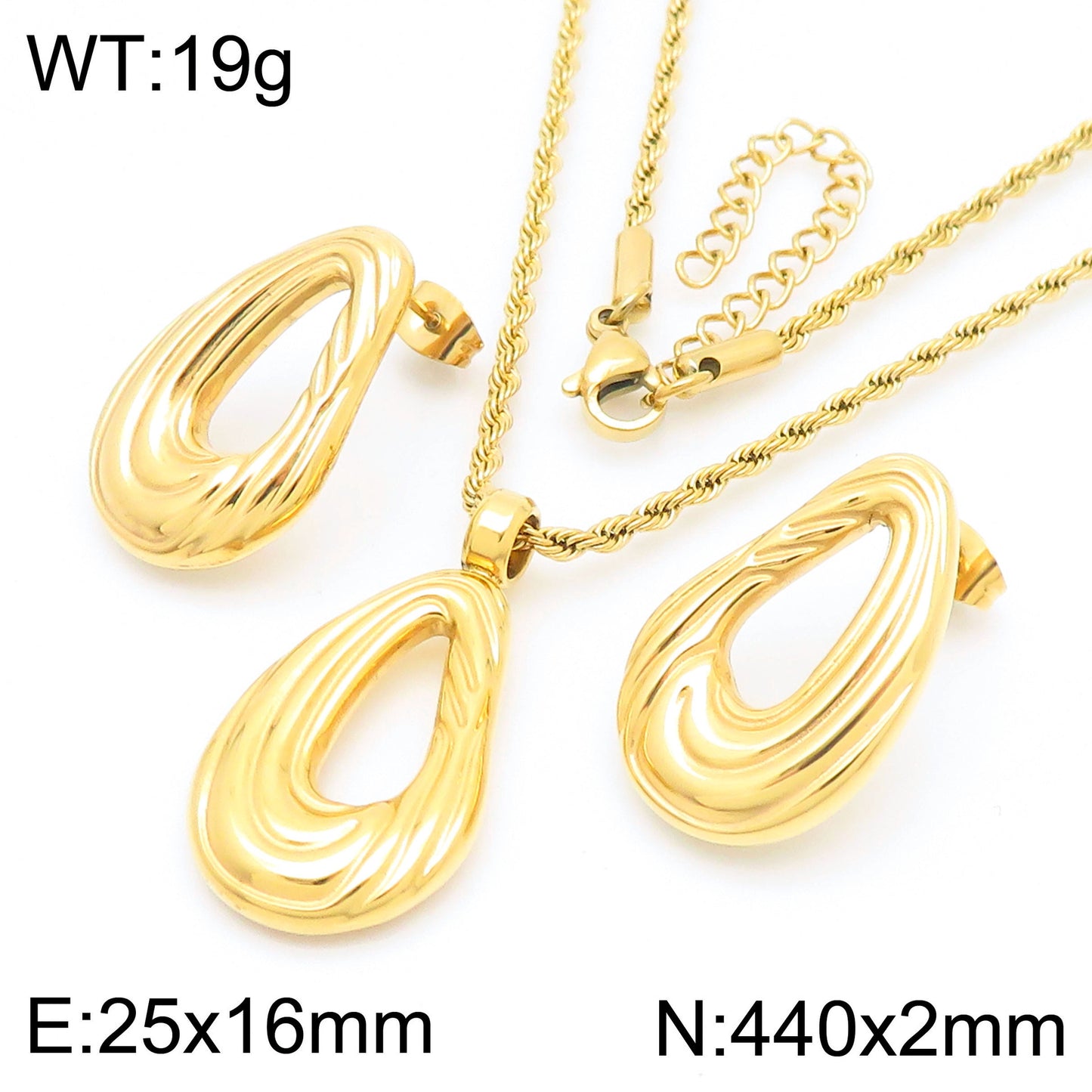 Stainless Steel Line Design Water Drop Earrings