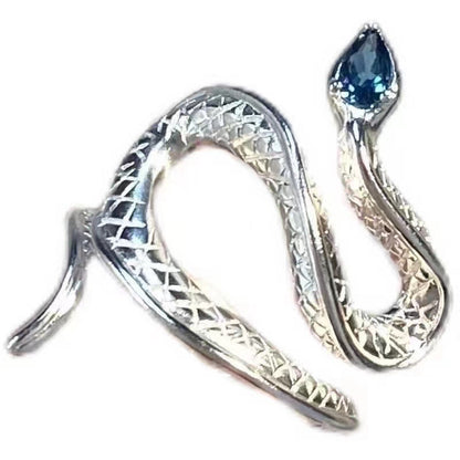 Blue Topaz Spirit Snake Open Creative Rings