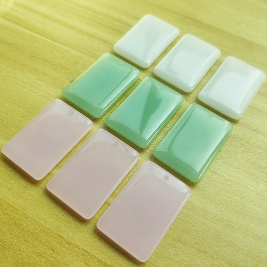 Imitation Emerald Lucky White Jade Rectangular Jewelry Pendants