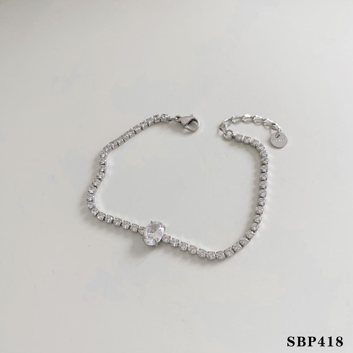 Simple Style Twin Combination Suit Stainless Steel Zircon Stitching Bracelets