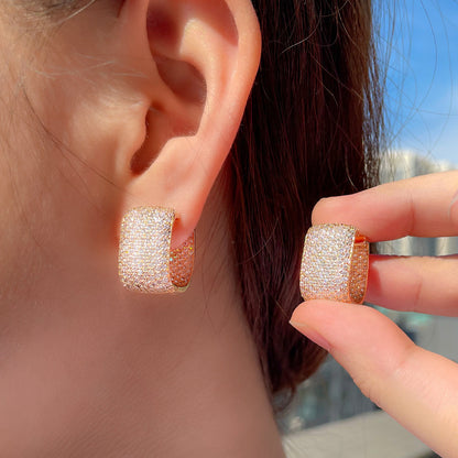 Style Ear Trendy Temperament Zircon Shiny Earrings