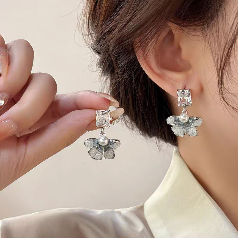 Fairy Blue Tassel Butterfly High Sense Earrings