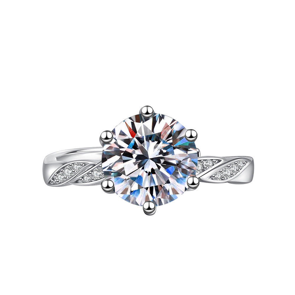 Elegant Imitation Moissanite Open Adjustable Live Broadcast Rings