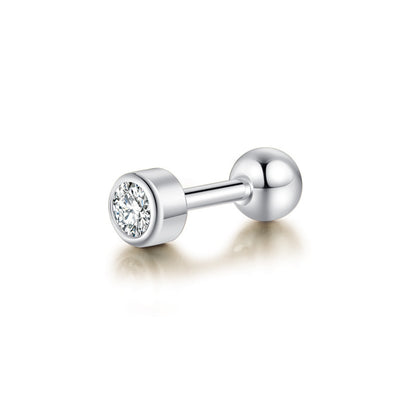 Single Diamond Ear Bone Female Titanium Ball Rose Gold Earrings