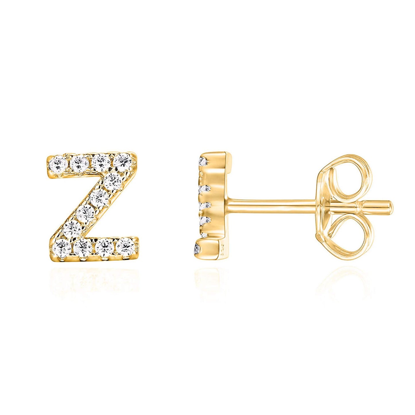 Sier English Alphabet Letter Micro Inlaid Earrings