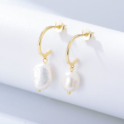 Women's Sterling Sier Irregular Freshwater Pearl Ear Earrings