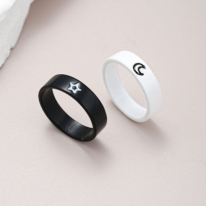 Women's Girlfriends Cute Contrast Color Black White Rings