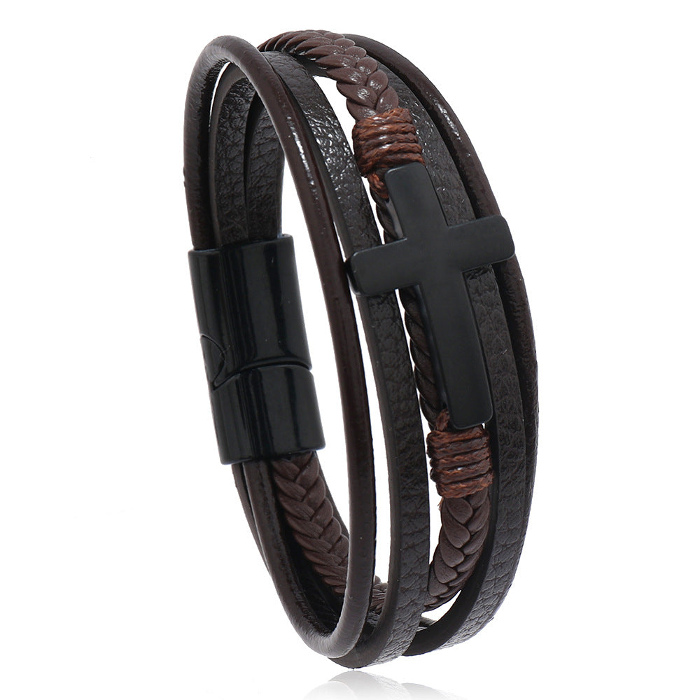 Men's Fashion Retro Alloy Cross Accessories Magnetic Buckle Bracelets