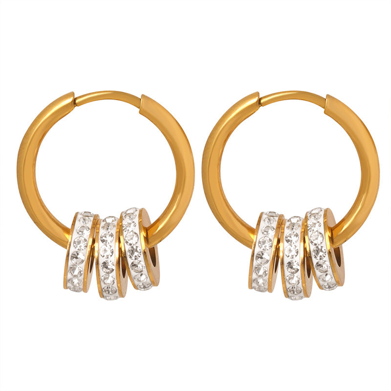 Elegant Diamond Small Circle Ear Waist Earrings