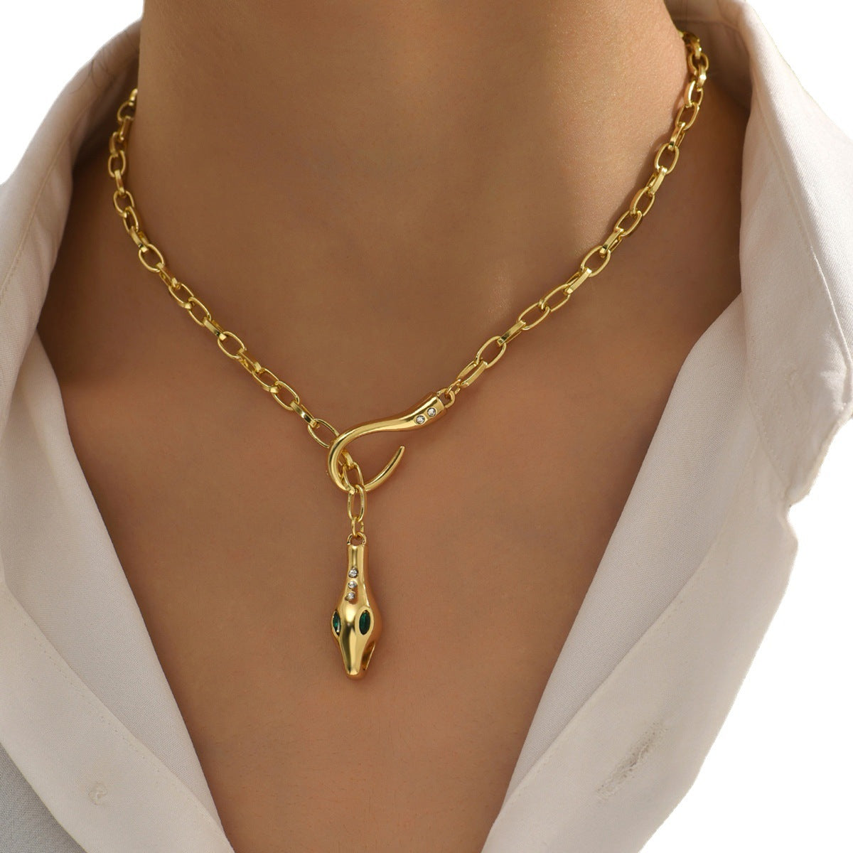 Elegant Snake Head Metal Adjustable Clavicle Chain Medium Ancient Pendants