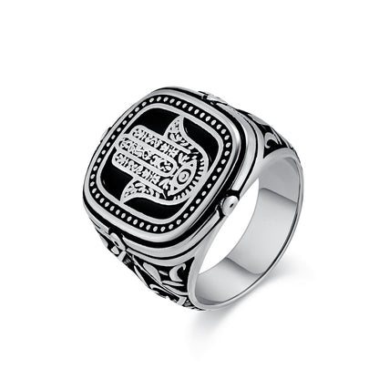 Men's Western Asia North Africa Retro Fatima Hand Stainless Steel Rings