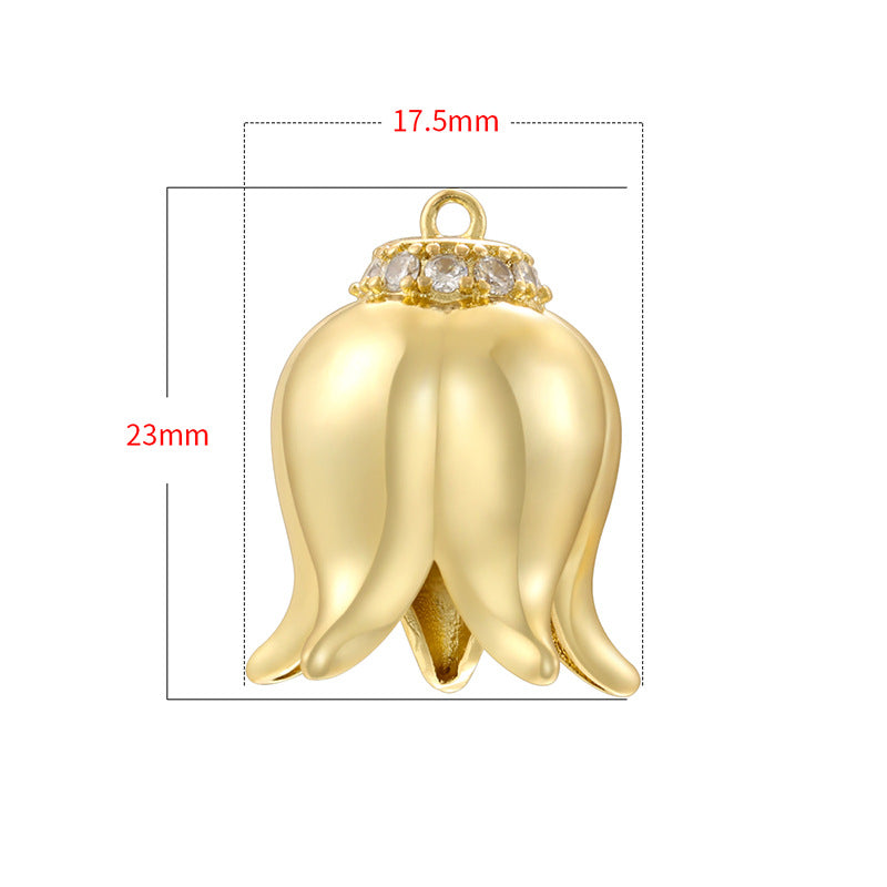 Fashion Copper Inlaid Zirconium Lily Exquisite Pendants