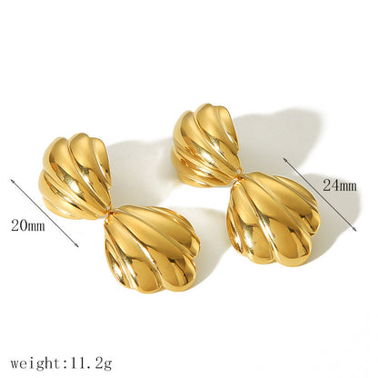 Women's Fashion Shell Pearl Gold Summer Stainless Earrings