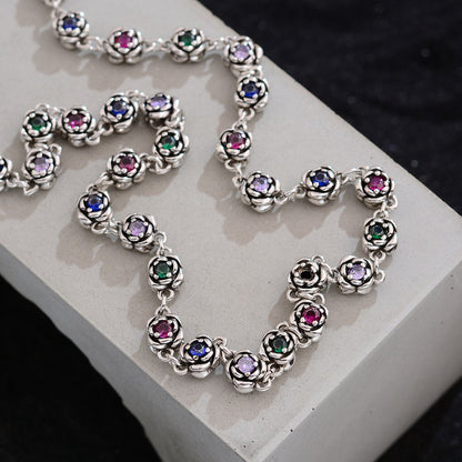 Women's Luxury Rainbow Zircon Rose Fashion Personalized Minority Necklaces