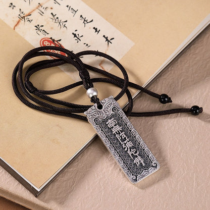 Women's & Men's Personality Retro Ethnic Style Square Plate Six Word Necklaces