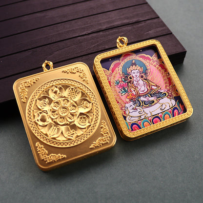 Gold Vajra Hand Painted Golden Outline Eight Patron Saints Pendants