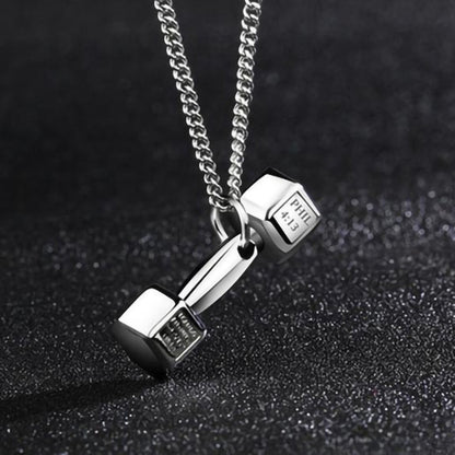 Men's Style Fashion Fitness Lettering Dumbbell Power Necklaces
