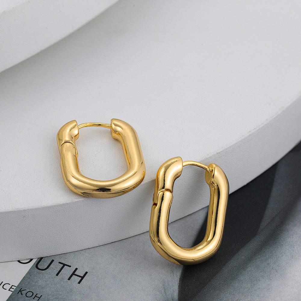 Inlaid Zircon U-shaped Ear Clip Gold Big Gas High-grade Rings