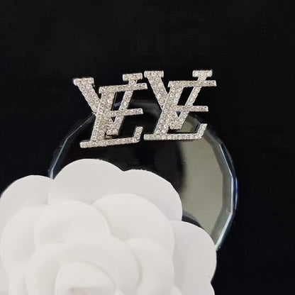Women's & Men's Quality Collection Trending Rhinestone Letters Sier Earrings