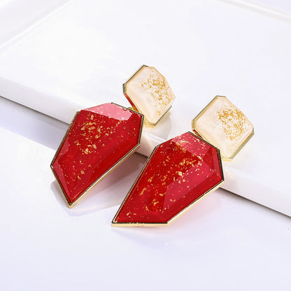 Retro Irregular Rectangular Elegant Geometric Gold Earrings