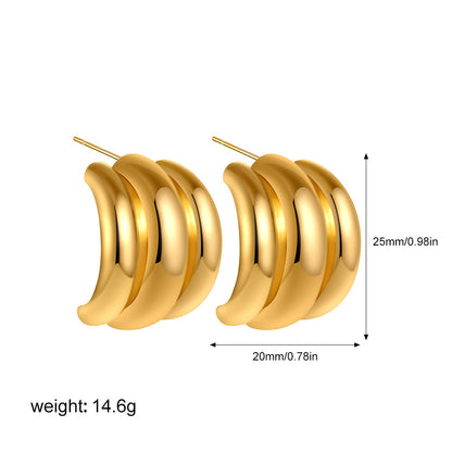 Smooth Arc Claw Ear High Profile Large Earrings