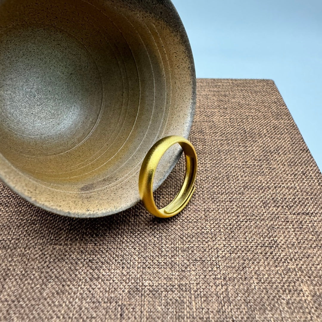 Women's & Men's Alluvial Gold Ancient Simple Glazed Surface Matte Rings