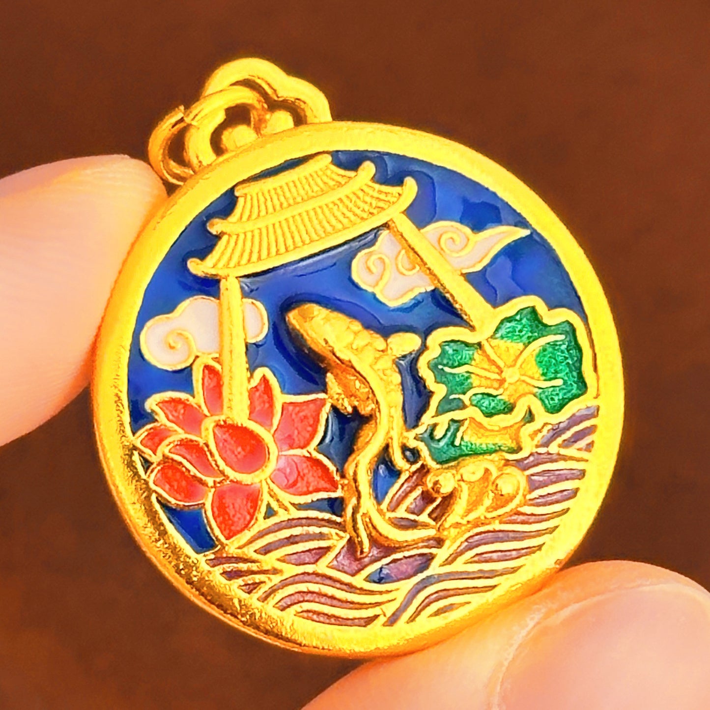 Enamel Color Filigree Eight Treasures Compass Ancient Pendants