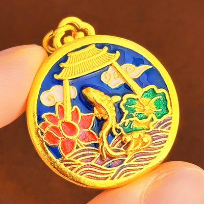 Enamel Color Filigree Eight Treasures Compass Ancient Pendants