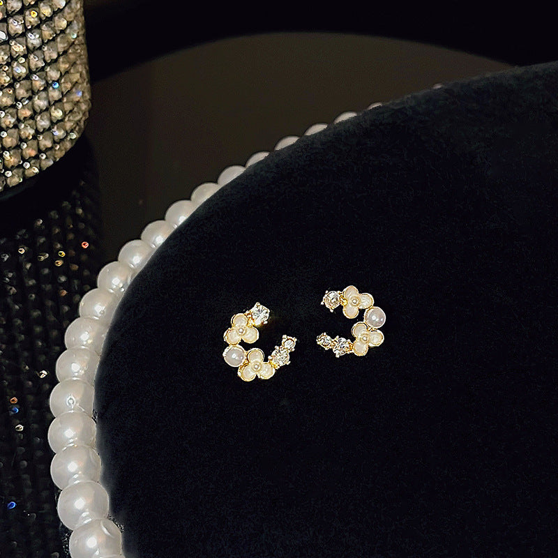 Women's Sier Pearl Style Light Luxury Minority Earrings