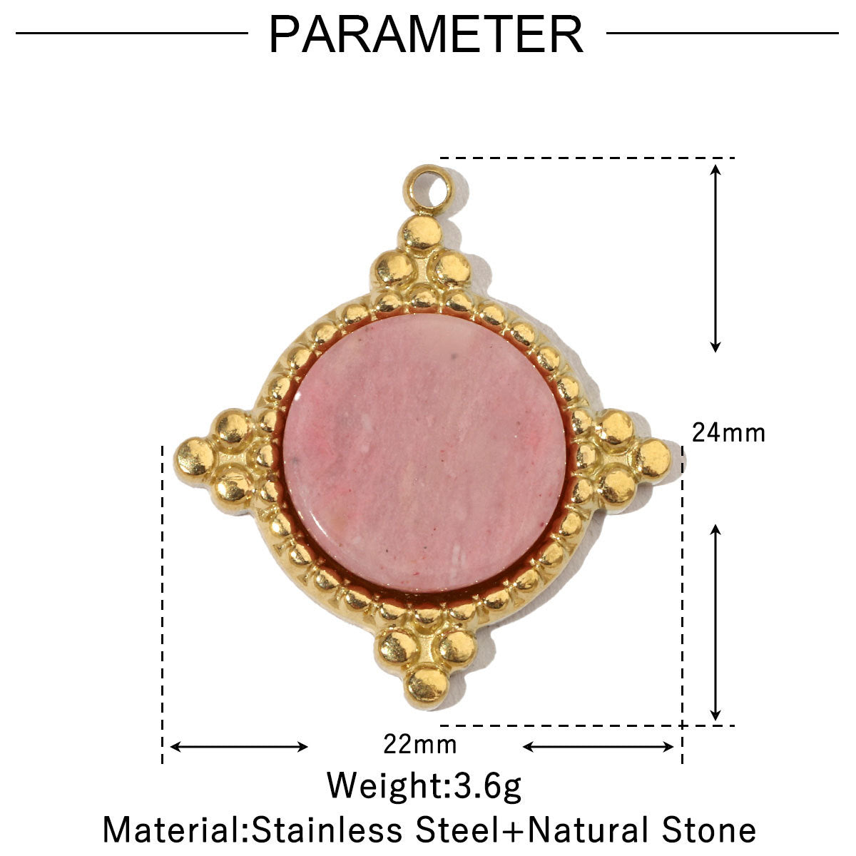 Natural Stone Titanium Steel Female French Pendants