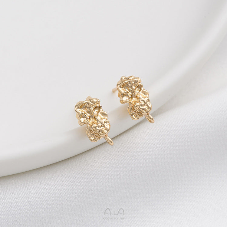 Gold-plated Color Retention Lava Small Stone Earrings